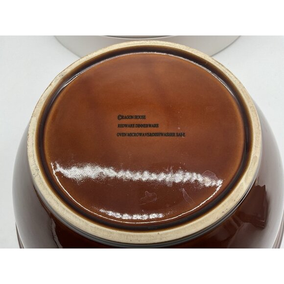 Ragon House Vintage Pottery Stoneware Brown Glaze Bowl ServeWare Collectible 9.5 - Picture 10 of 14
